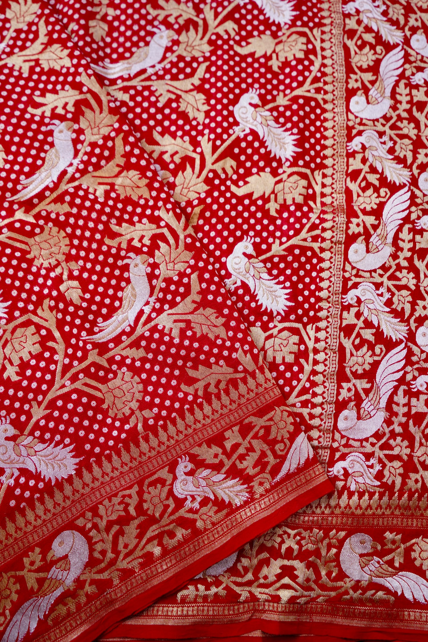 Banarasi Georgette Birds Dupatta with Woven Dots - Khinkhwab