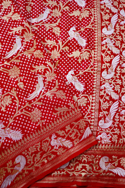 Banarasi Georgette Birds Dupatta with Woven Dots - Khinkhwab