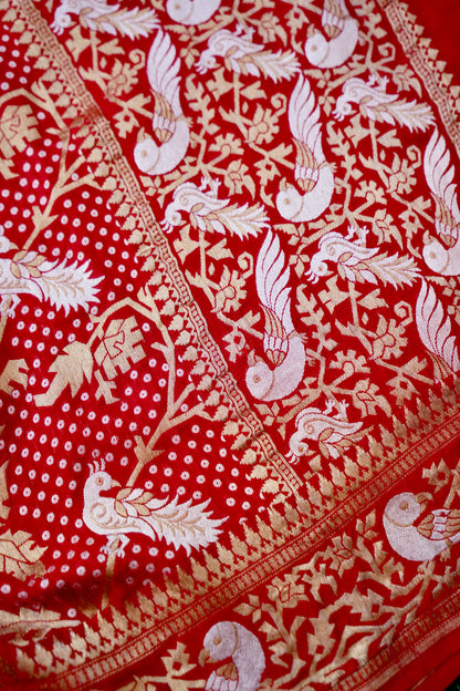 Banarasi Georgette Birds Dupatta with Woven Dots - Khinkhwab