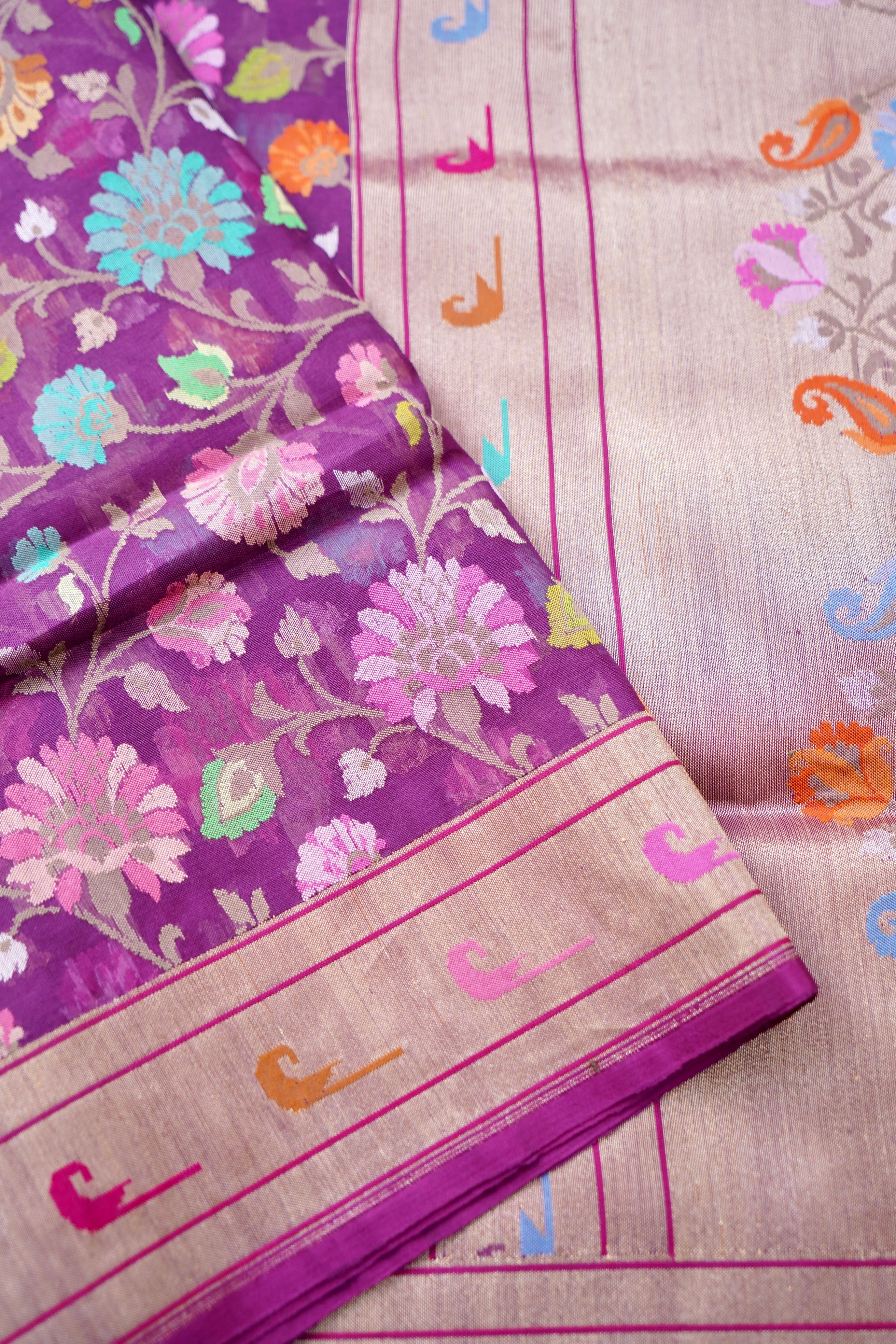 Handloom Banarasi Real Silver Zari Cotton Saree - Khinkhwab