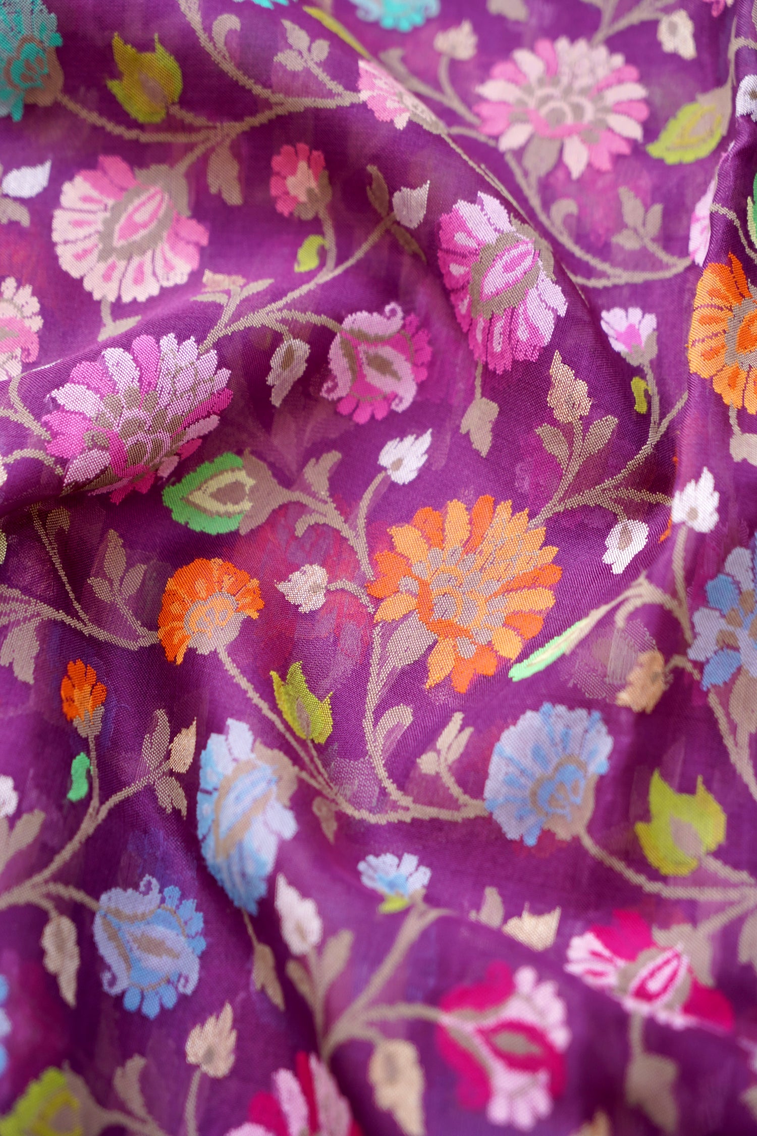 Handloom Banarasi Real Silver Zari Cotton Saree - Khinkhwab