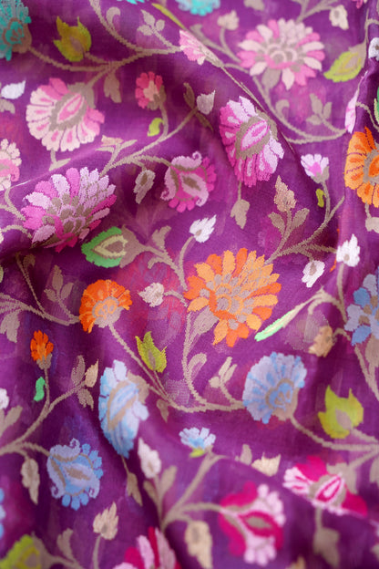 Handloom Banarasi Real Silver Zari Cotton Saree - Khinkhwab