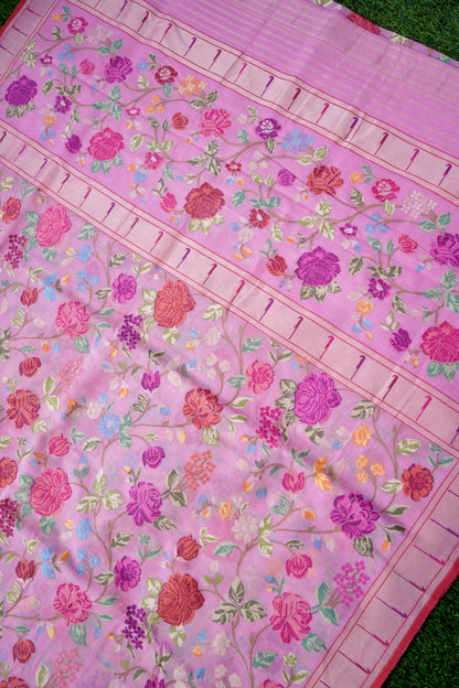 Handloom Banarasi Real Silver Zari Cotton Saree - Khinkhwab