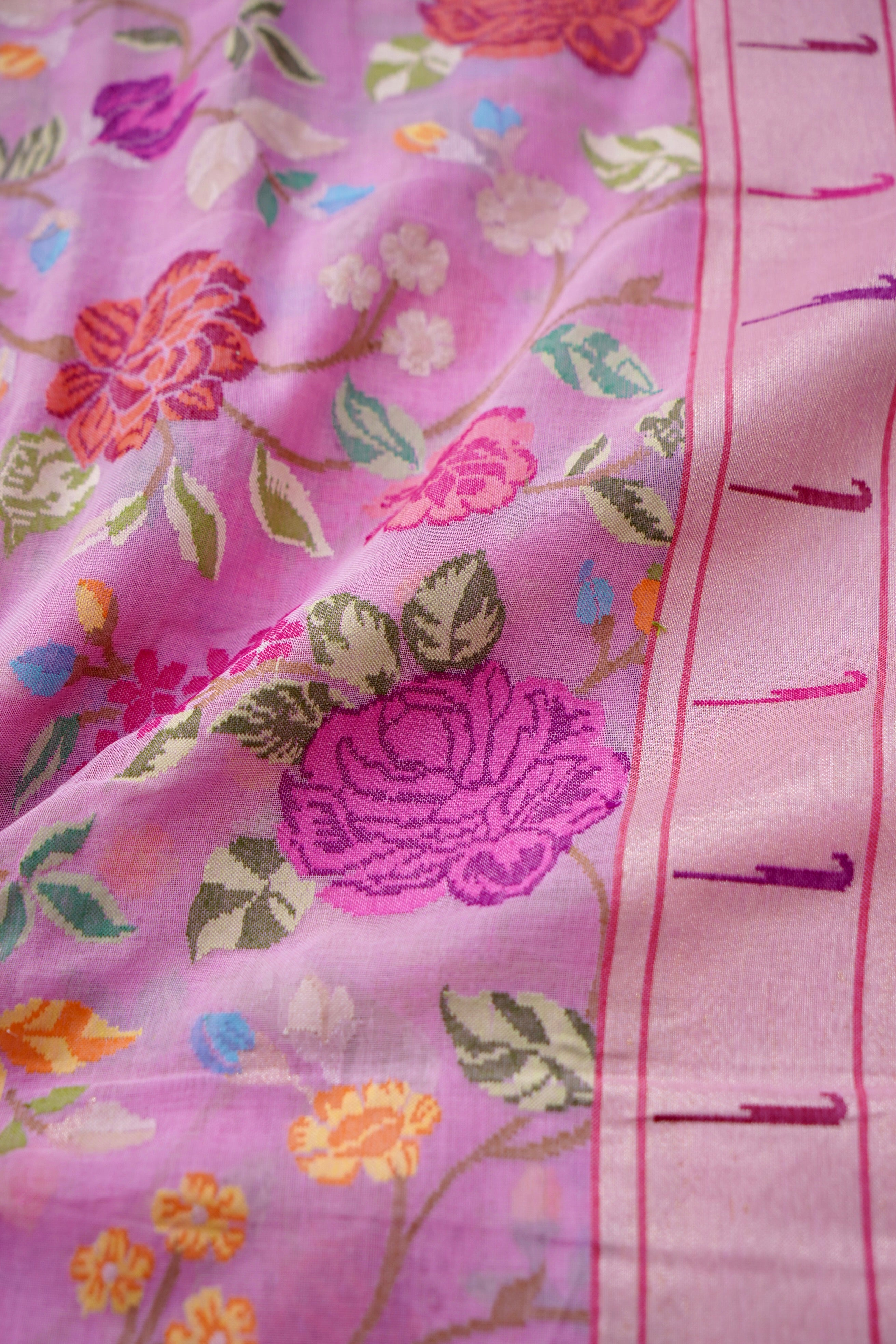 Handloom Banarasi Real Silver Zari Cotton Saree - Khinkhwab