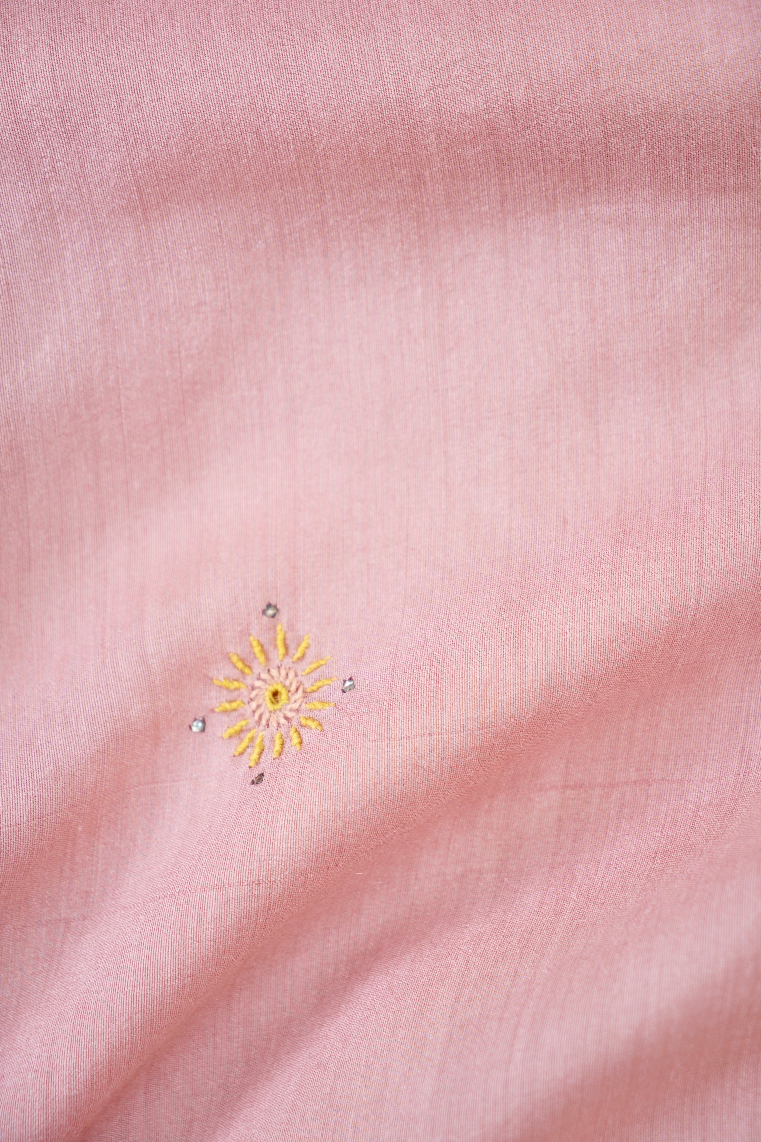 Chikankari Moonga Tussar Silk Saree in Pink