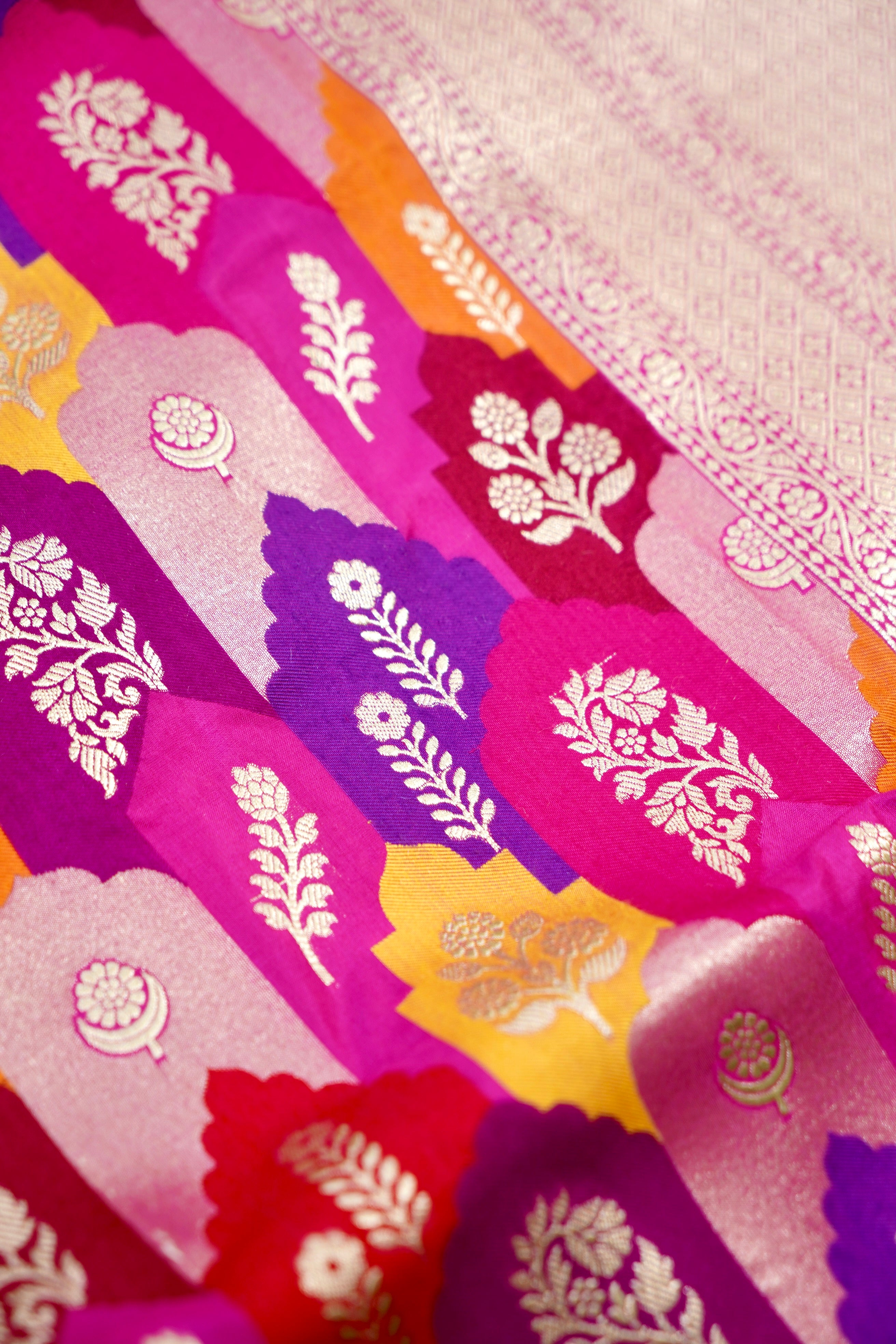 Handwoven Banarasi Katan Silk Rangkat Saree in Rani Pink