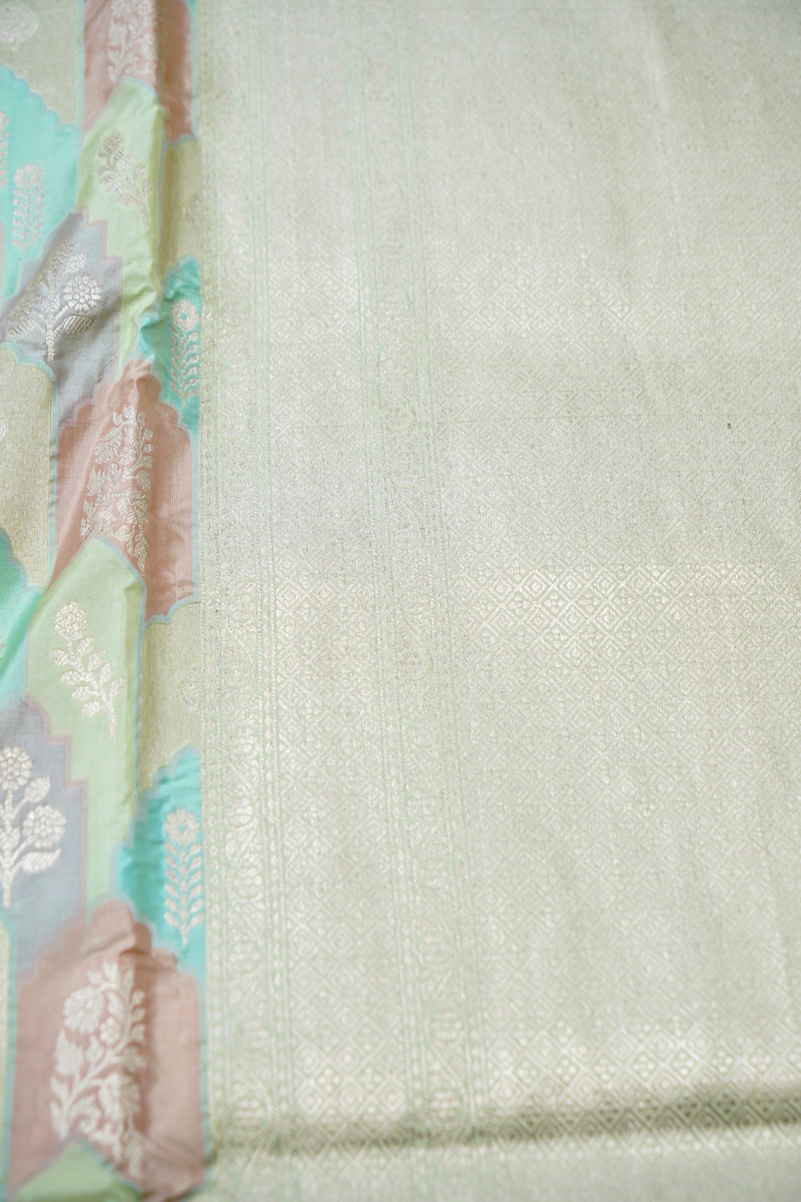 Handwoven Banarasi Katan Silk Rangkat Saree in Pista Green