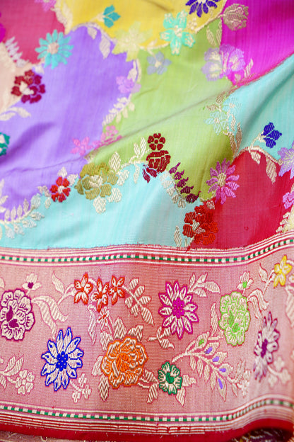 Handloom Banarasi Pure Katan Silk Dum Rangkat Kadwa Saree