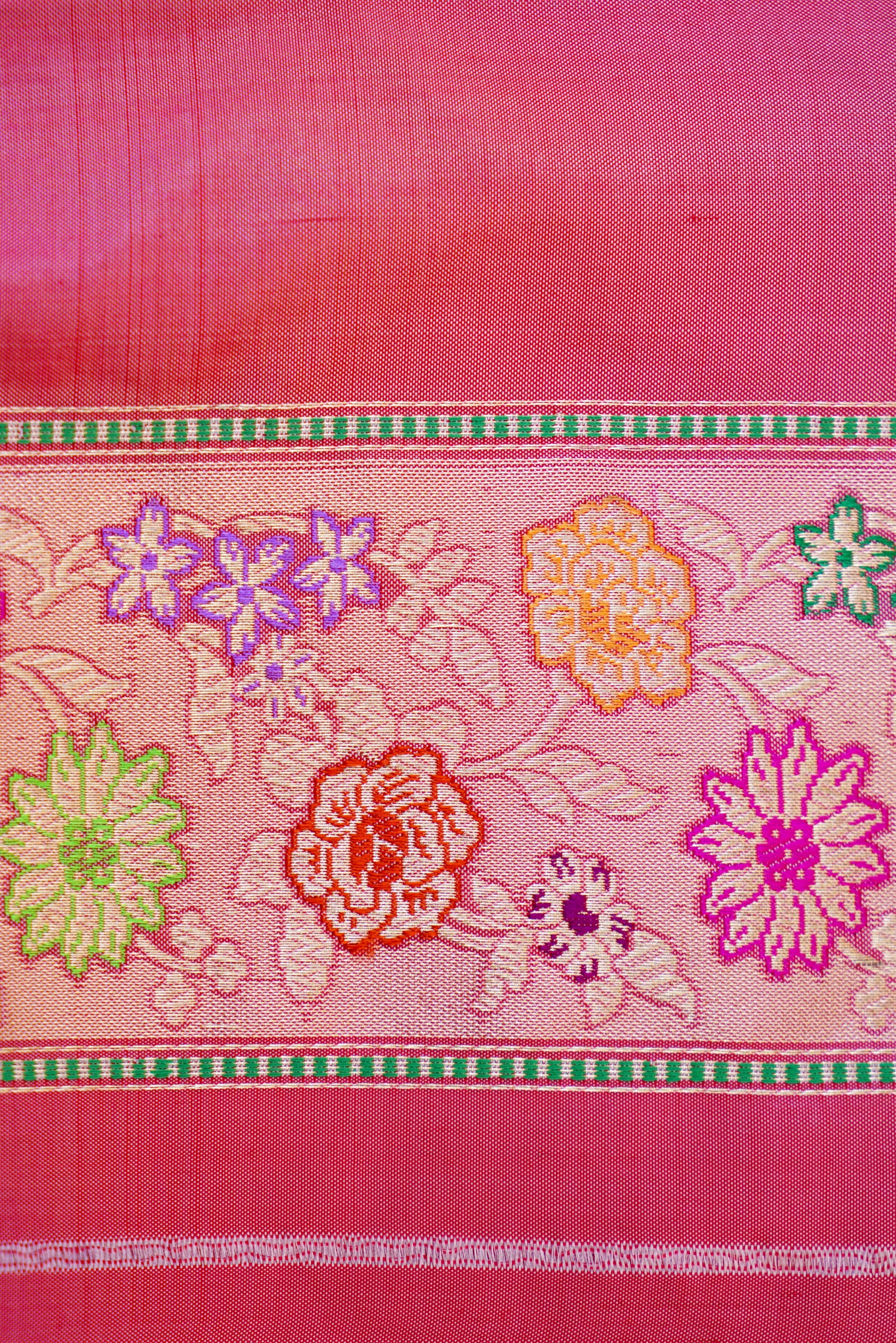 Handloom Banarasi Pure Katan Silk Dum Rangkat Kadwa Saree