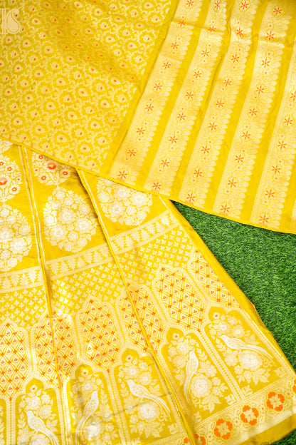 Handloom Banarasi Katan Silk Kalidar Pakhee Lehenga