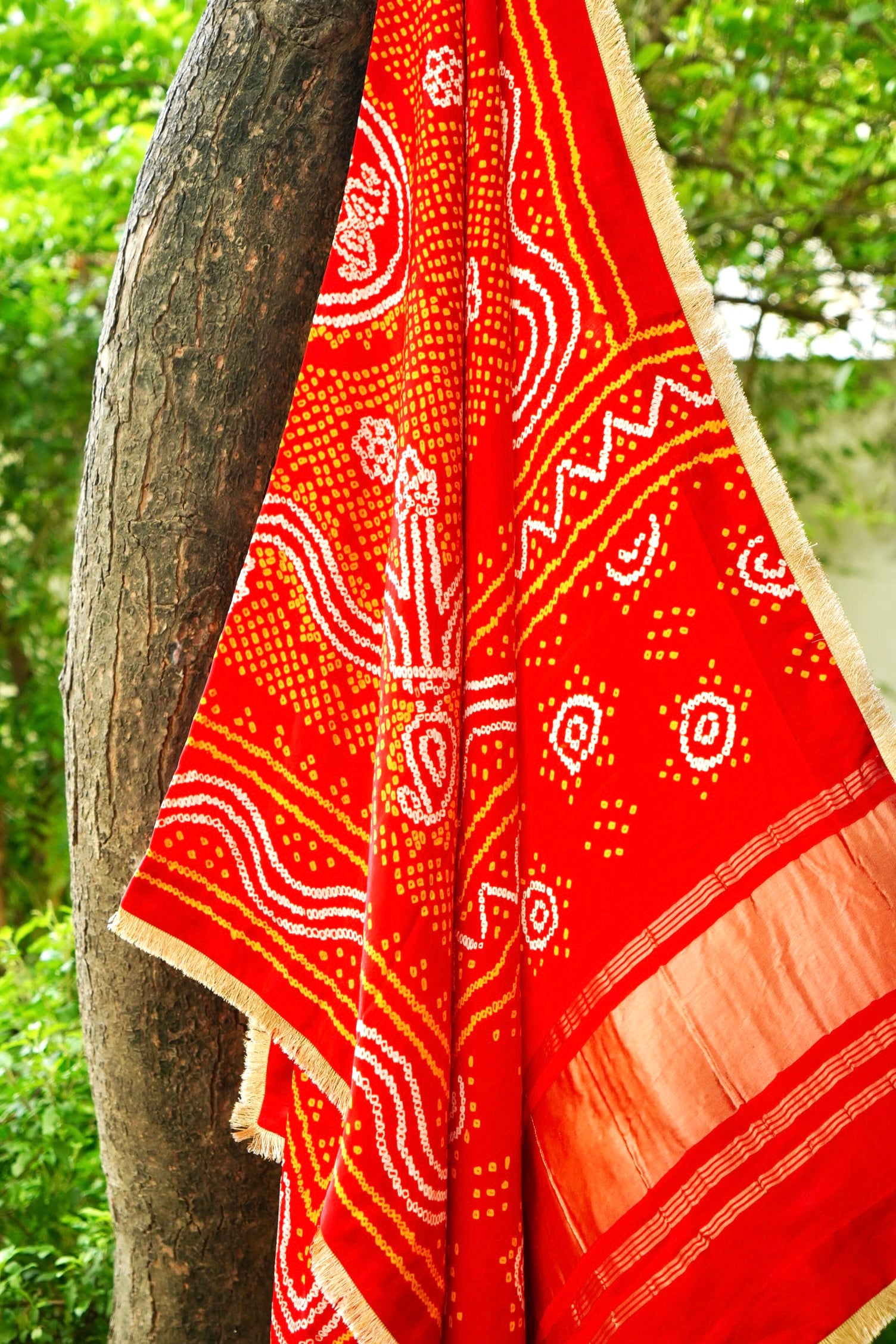 Gajji Silk Bandhani Dupatta with Border