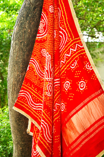 Gajji Silk Bandhani Dupatta with Border