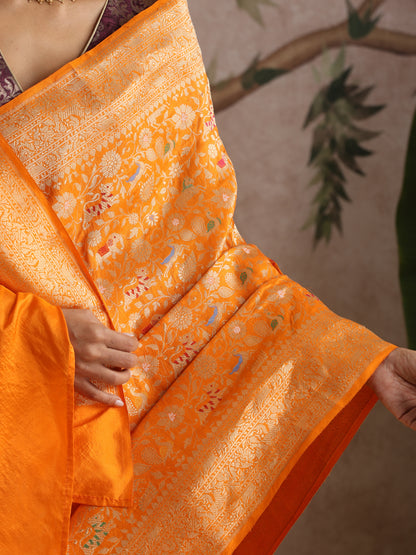 Handloom Banarasi Katan Silk Shikargah Saree
