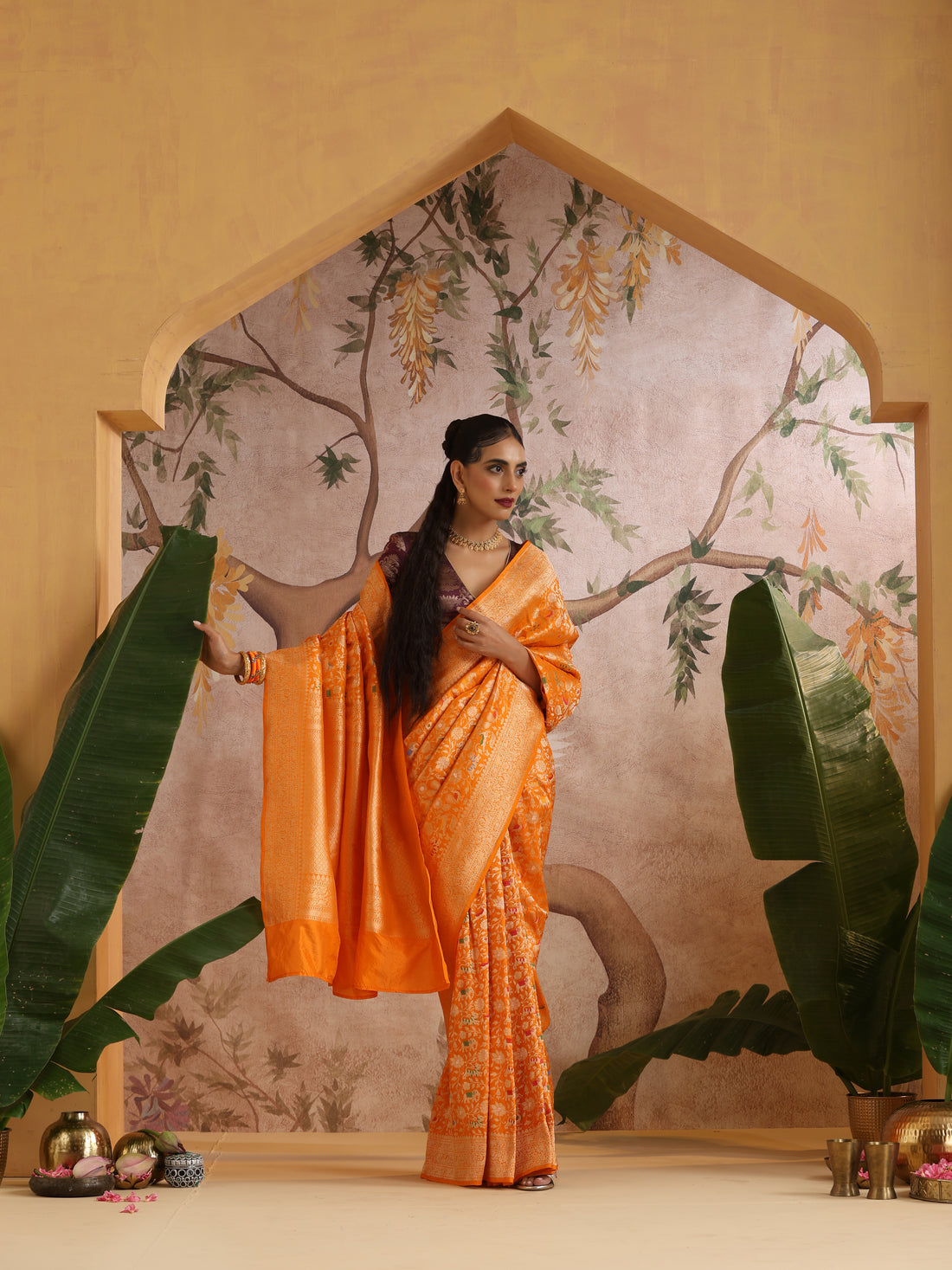 Handloom Banarasi Katan Silk Shikargah Saree
