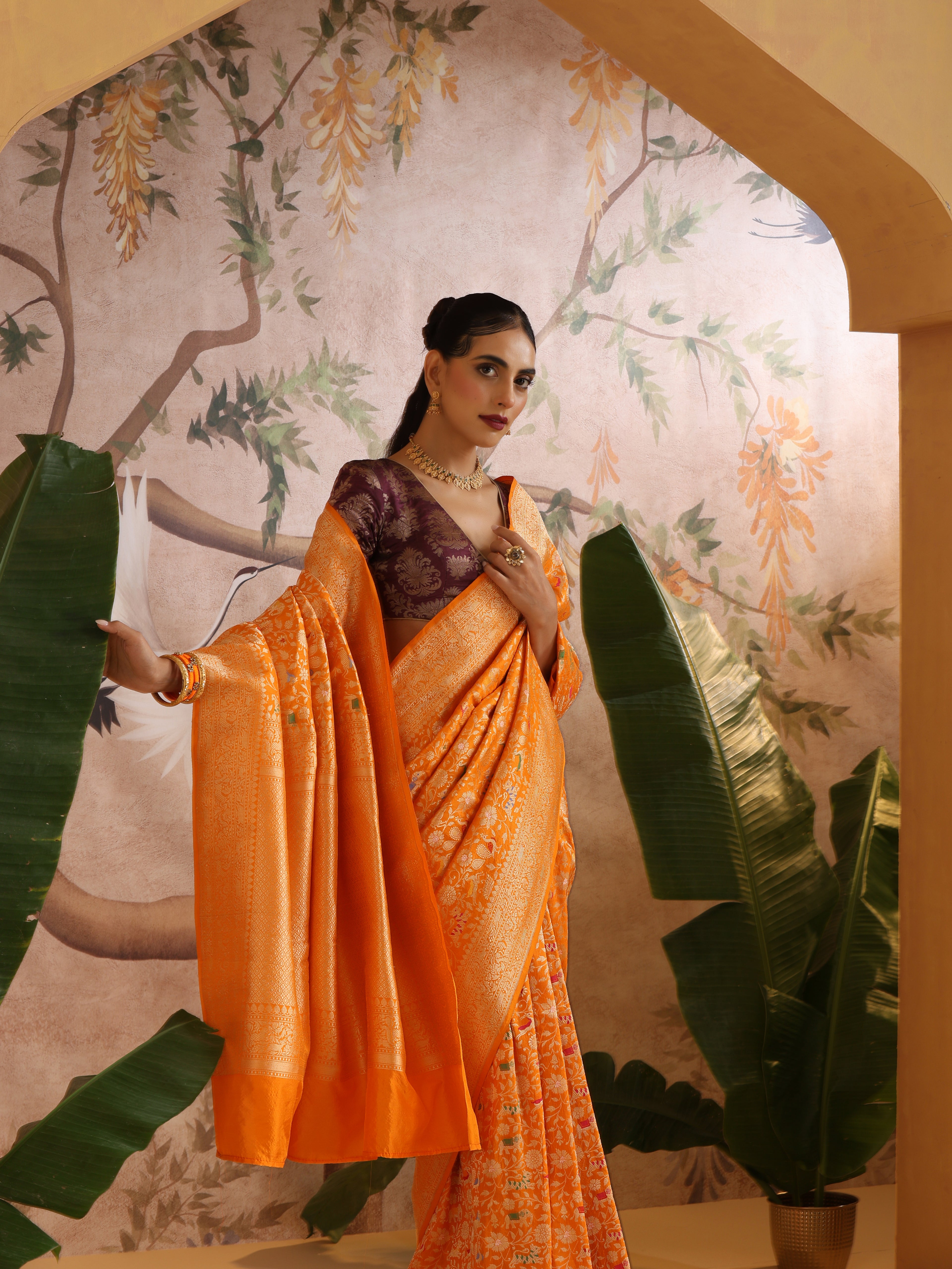 Handloom Banarasi Katan Silk Shikargah Saree