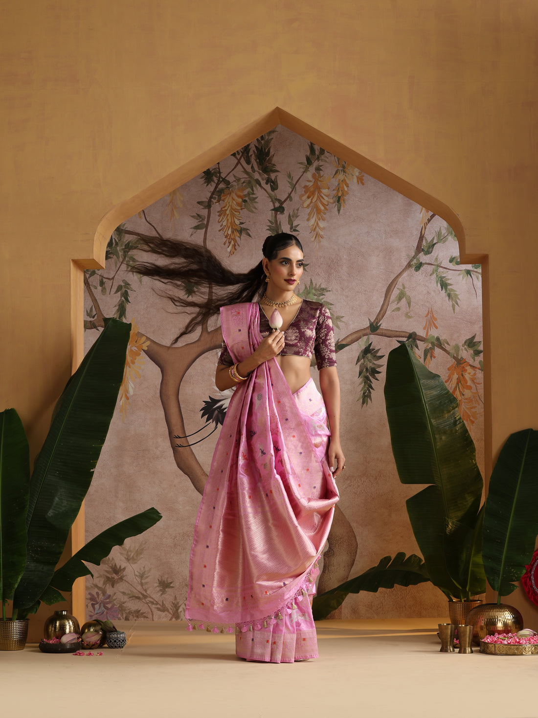 Handloom Banarasi Katan Silk Shikargah Saree