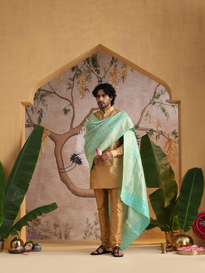 Handwoven Banarasi Katan Silk Shikargah Dupatta