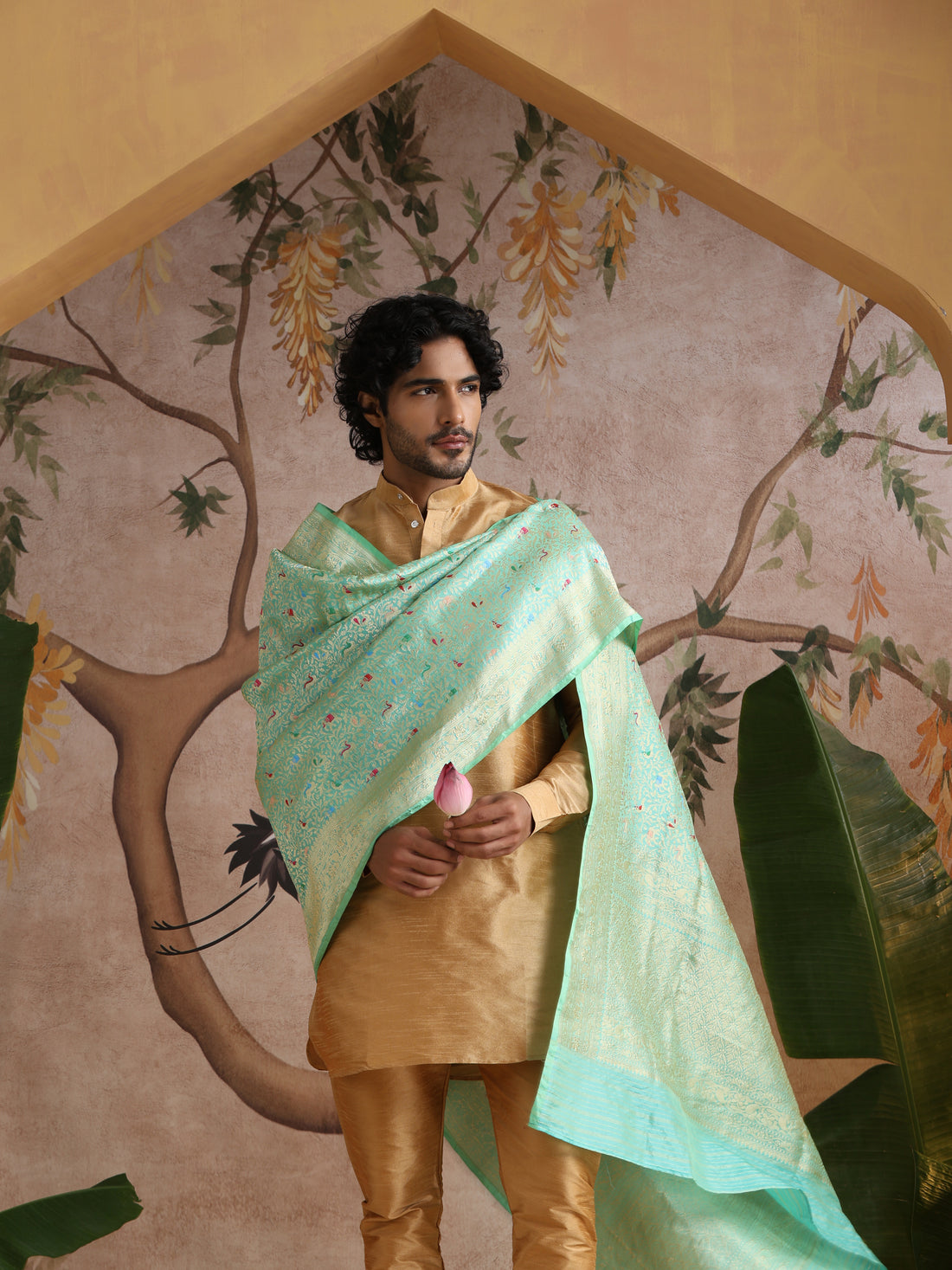 Handwoven Banarasi Katan Silk Shikargah Dupatta