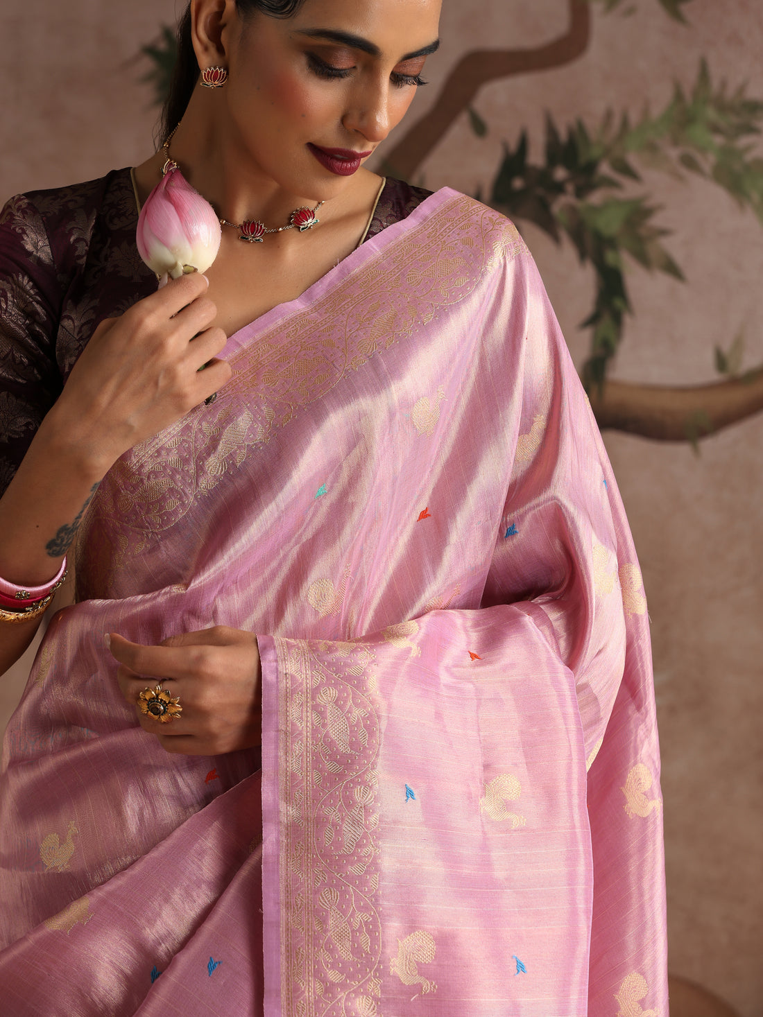 Handloom Banarasi Pure Tissue Peacock Saree