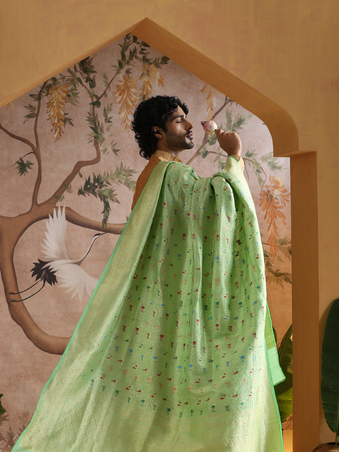 Handwoven Banarasi Katan Silk Shikargah Dupatta
