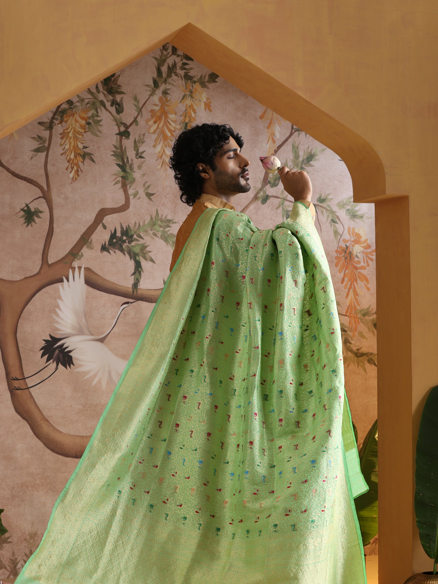 Handwoven Banarasi Katan Silk Shikargah Dupatta
