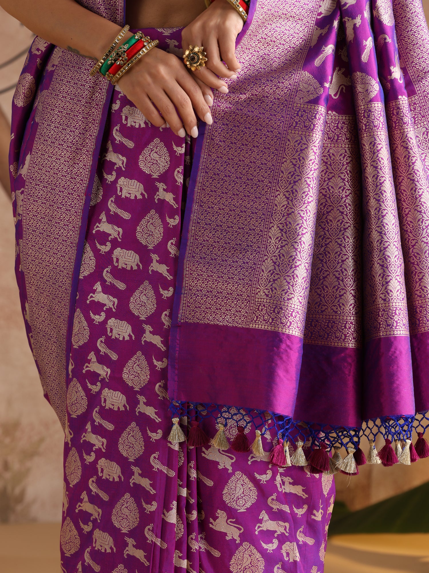 Handwoven Katan Silk Banarasi Shikargah Saree