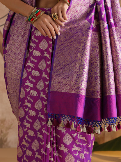 Handwoven Katan Silk Banarasi Shikargah Saree