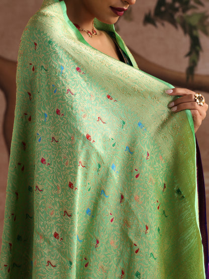 Handwoven Banarasi Katan Silk Shikargah Dupatta
