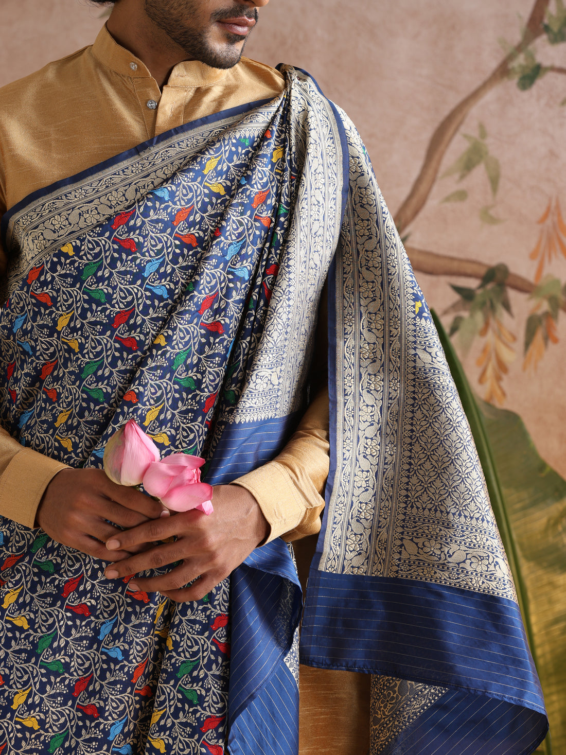 Handloom Banarasi Katan Silk Chidiya Dupatta