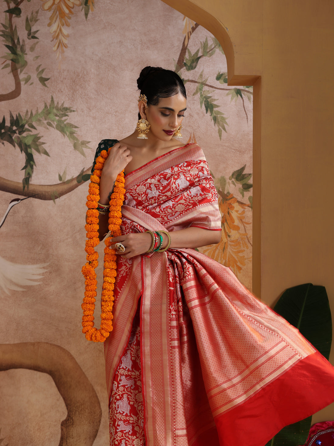 Handloom Banarasi Katan Silk Shikargah Saree