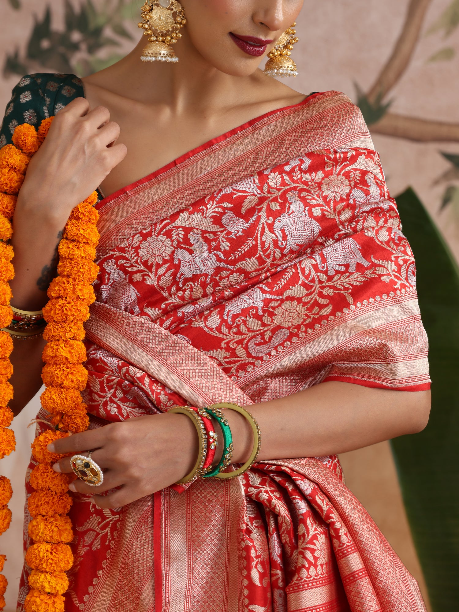 Handloom Banarasi Katan Silk Shikargah Saree