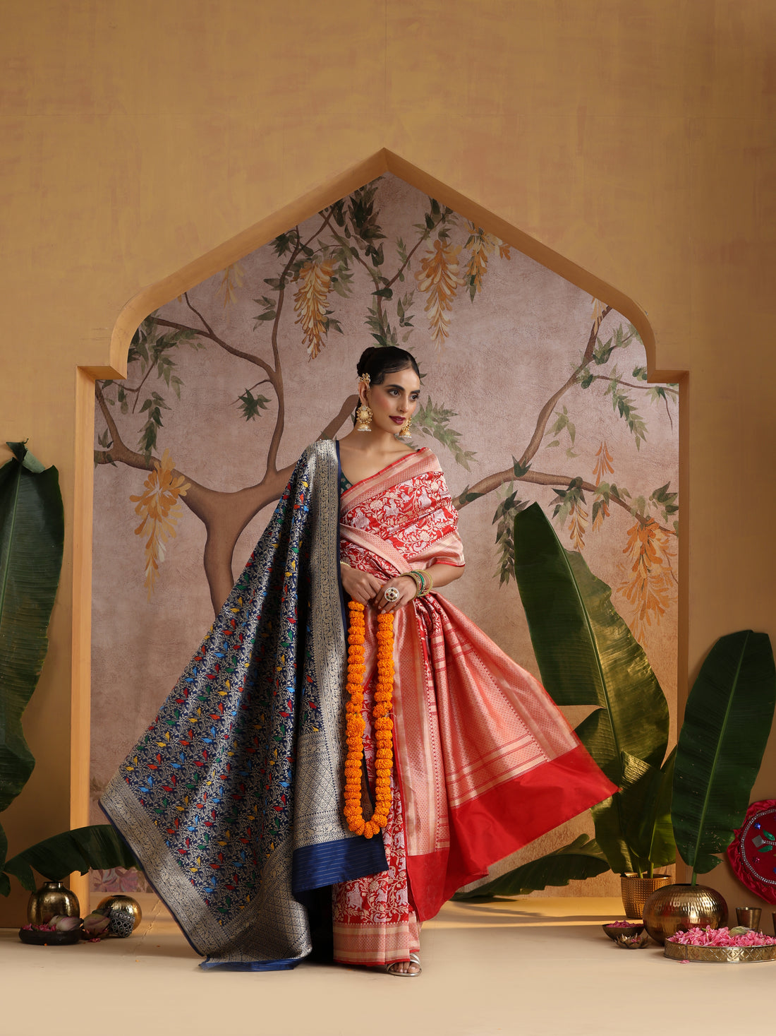 Handloom Banarasi Katan Silk Shikargah Saree