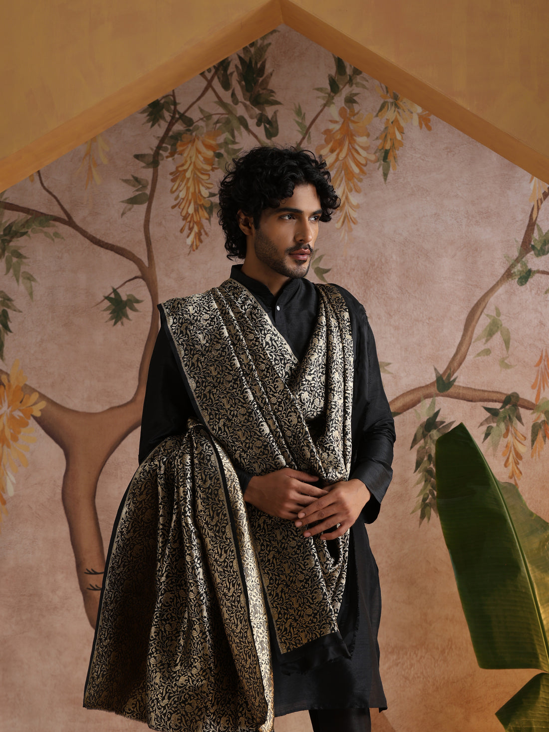 Handwoven Banarasi Katan Silk Shikargah Fabric