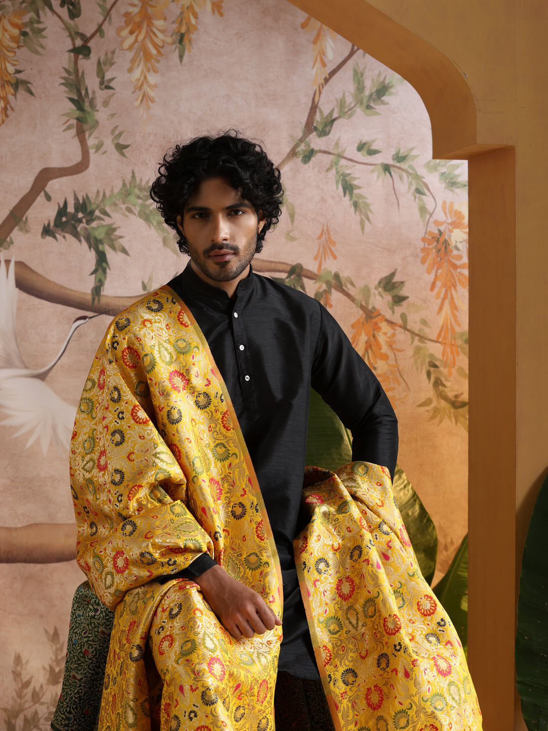 Yellow Kinkhab / Kimkhab Brocade Banarasi Fabric