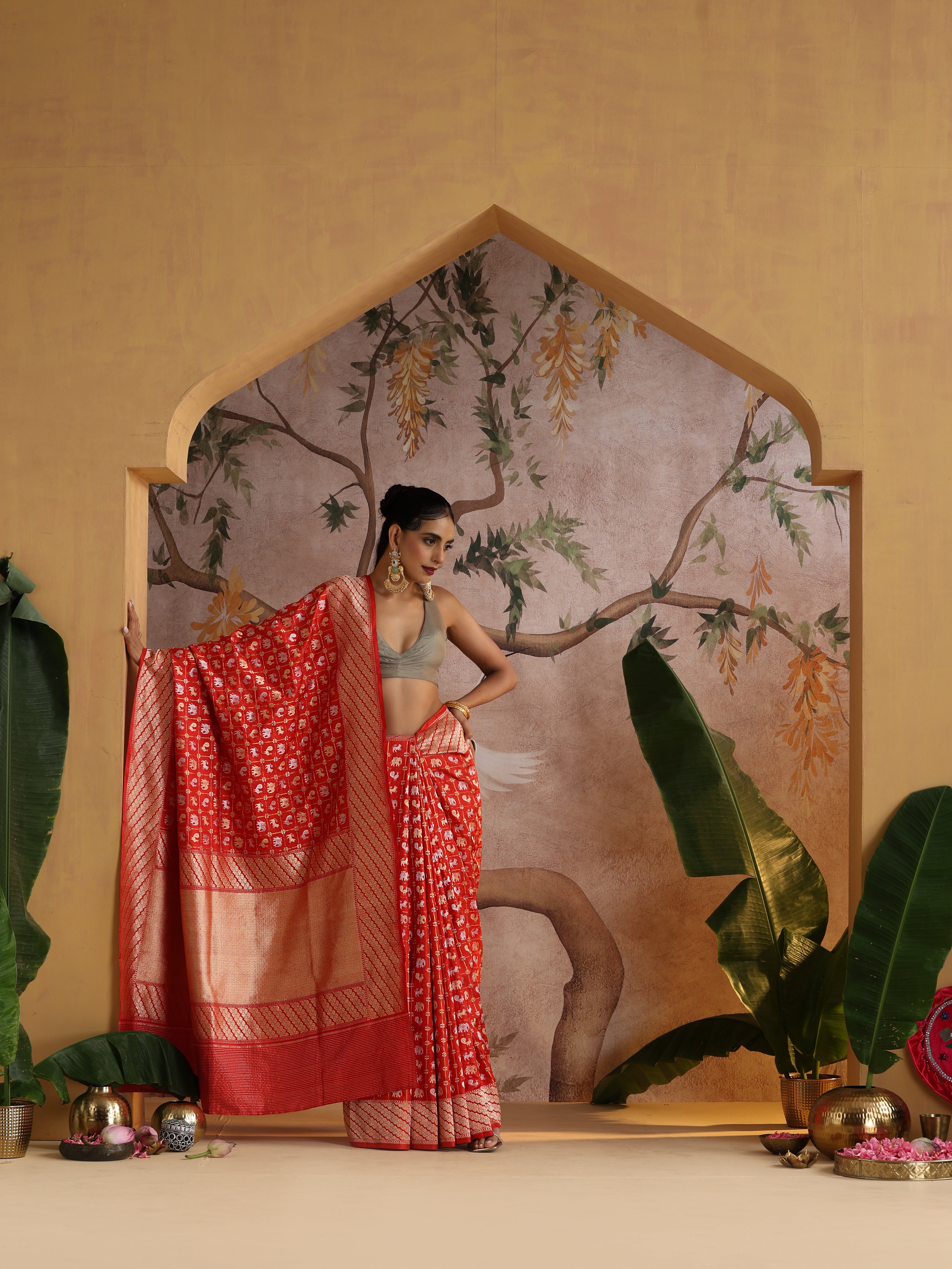Handloom Banarasi Katan Silk Shikargah Saree