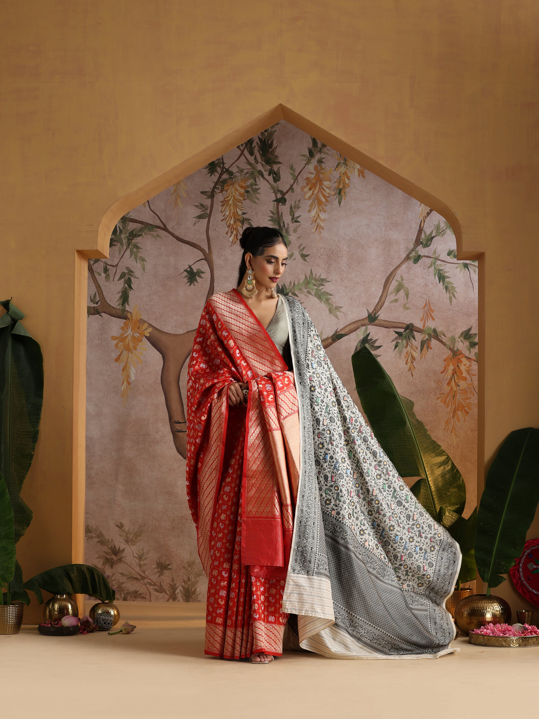 Handloom Banarasi Katan Silk Shikargah Saree