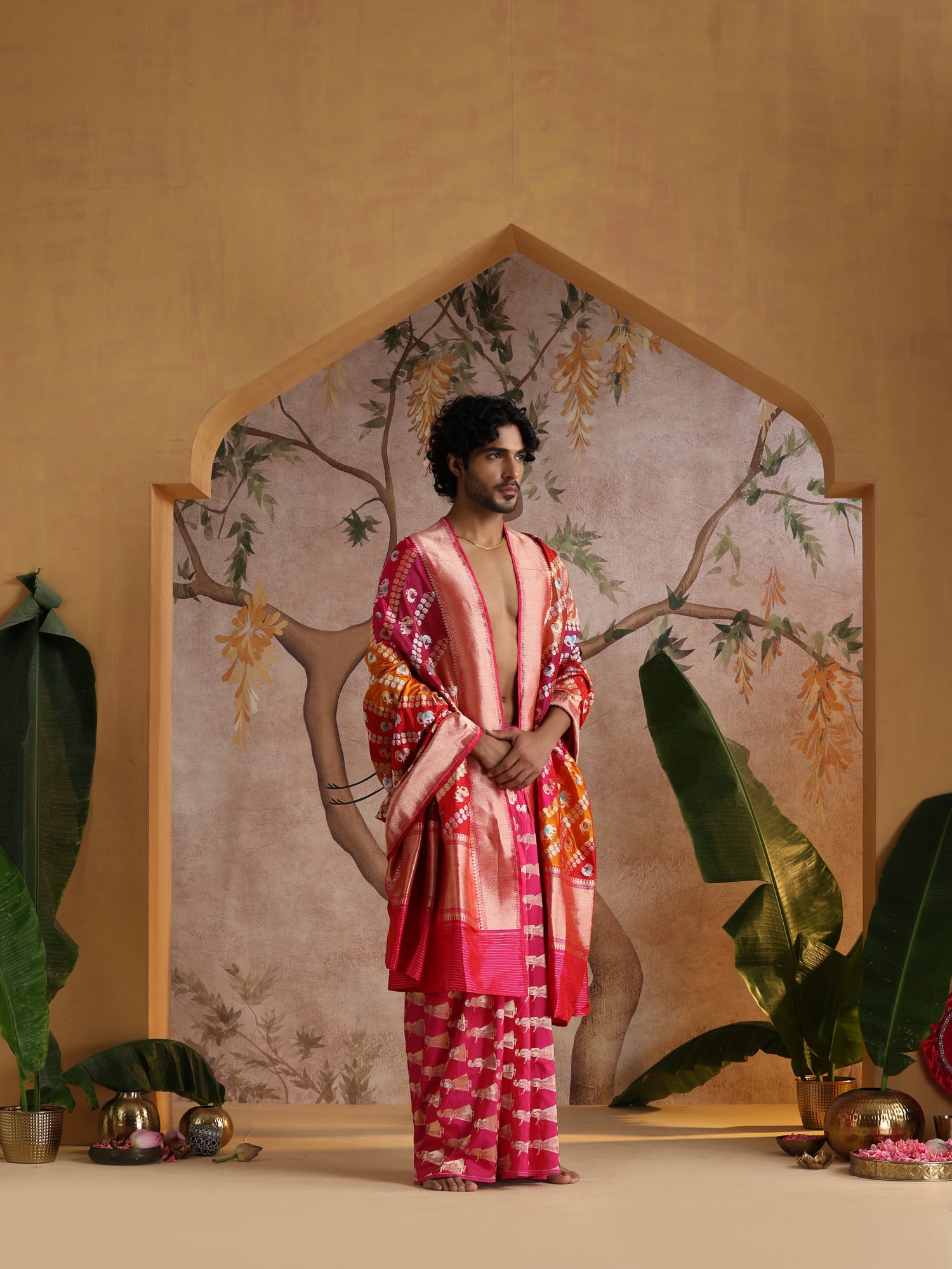 Handloom Banarasi Rangkat Katan Silk Elephant Dupatta