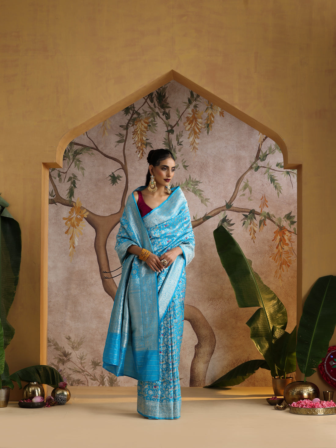 Handloom Banarasi Katan Silk Shikargah Saree