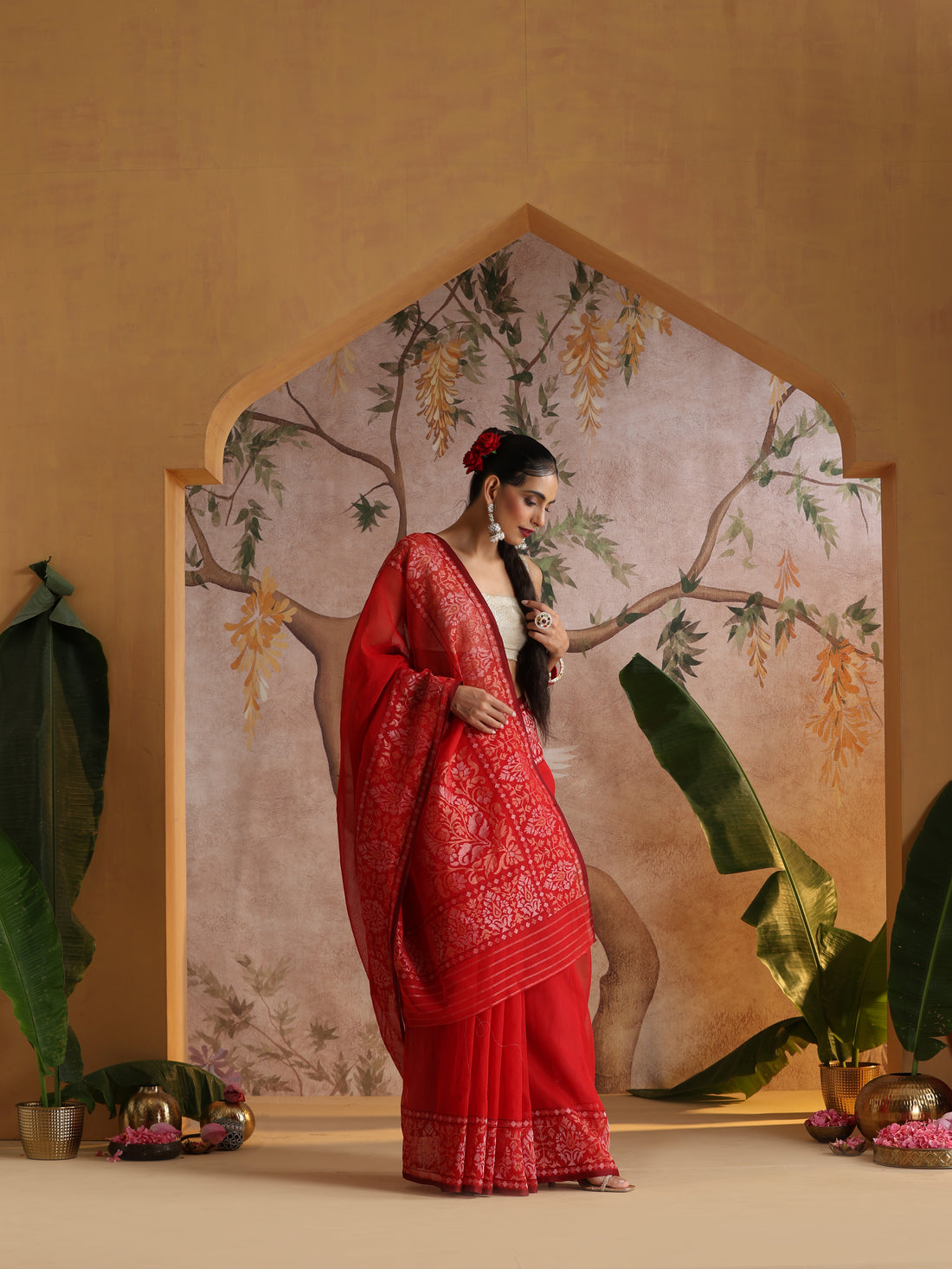 Handloom Banarasi Real Silver Zari Cotton Saree