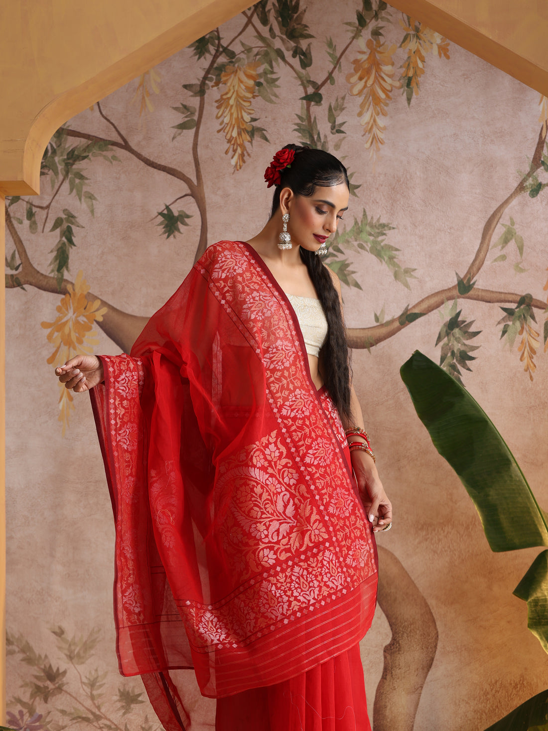 Handloom Banarasi Real Silver Zari Cotton Saree