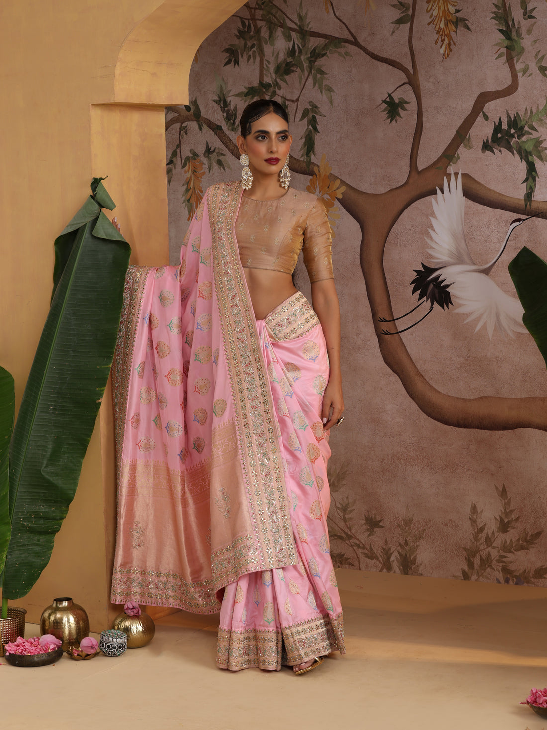 Banarasi Handwoven Katan Silk Kadwa Mor Boota Saree