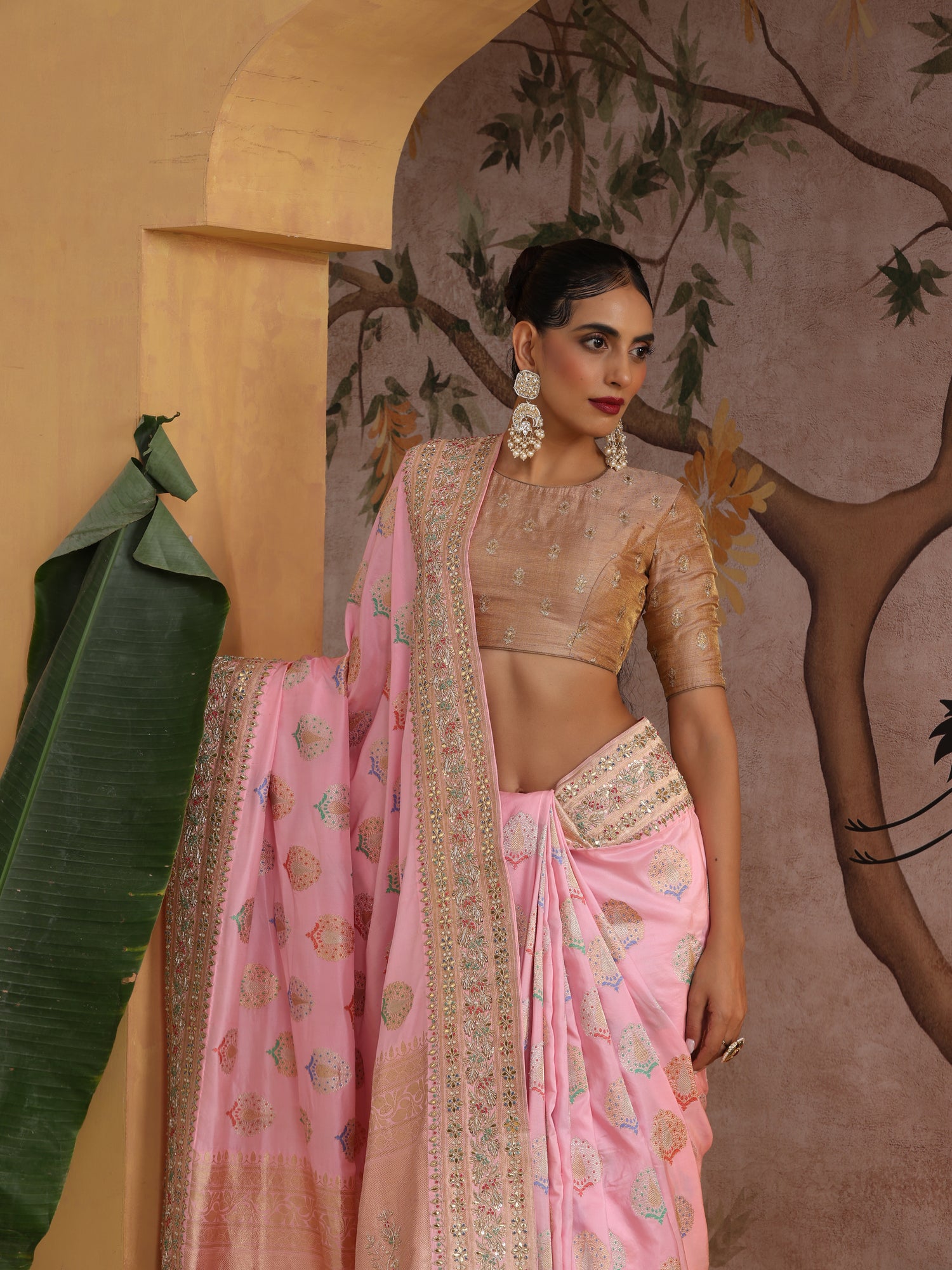 Banarasi Handwoven Katan Silk Kadwa Mor Boota Saree