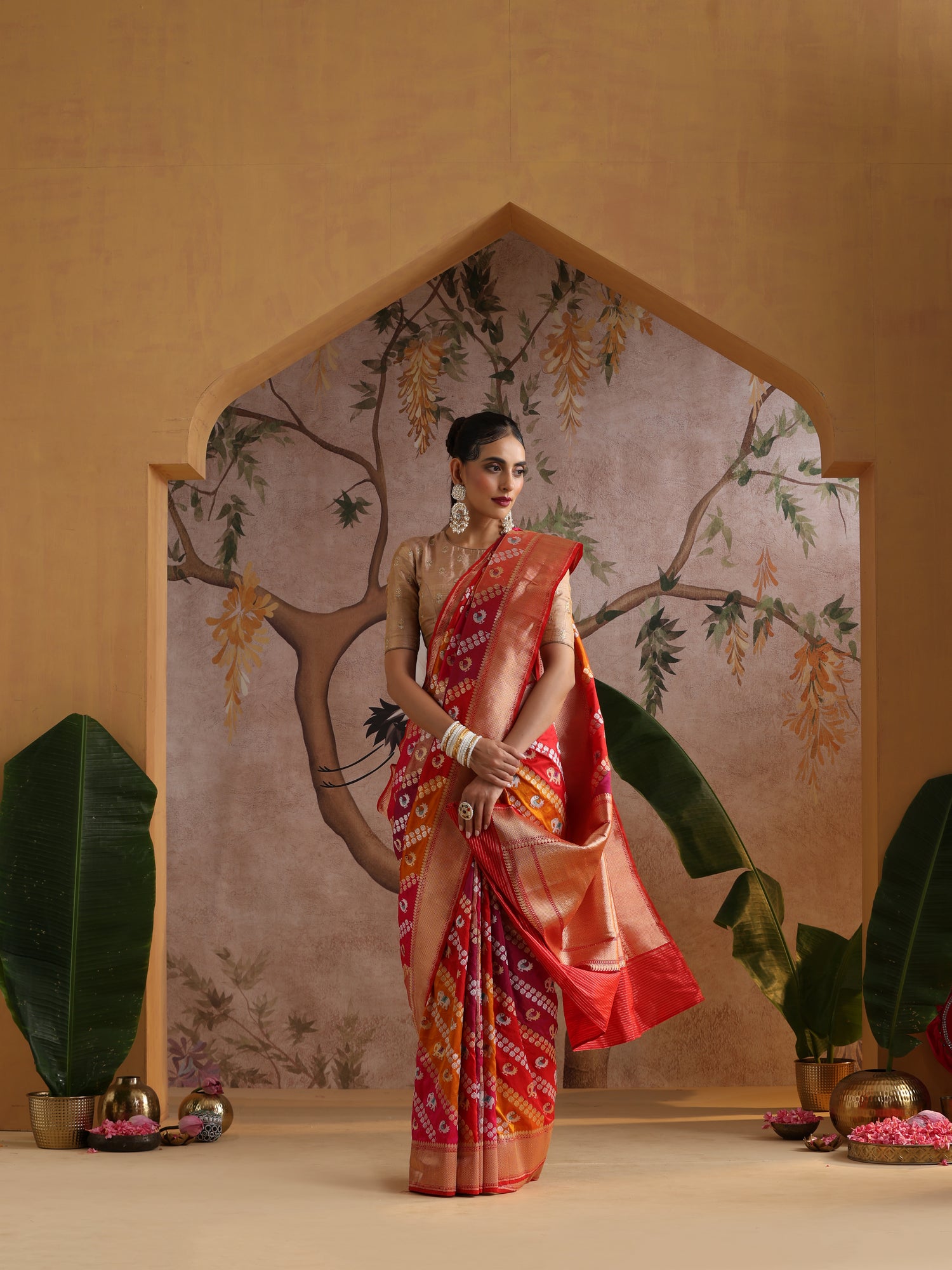 Handloom Banarasi Katan and Tissue Silk Rangkat Elephant Saree
