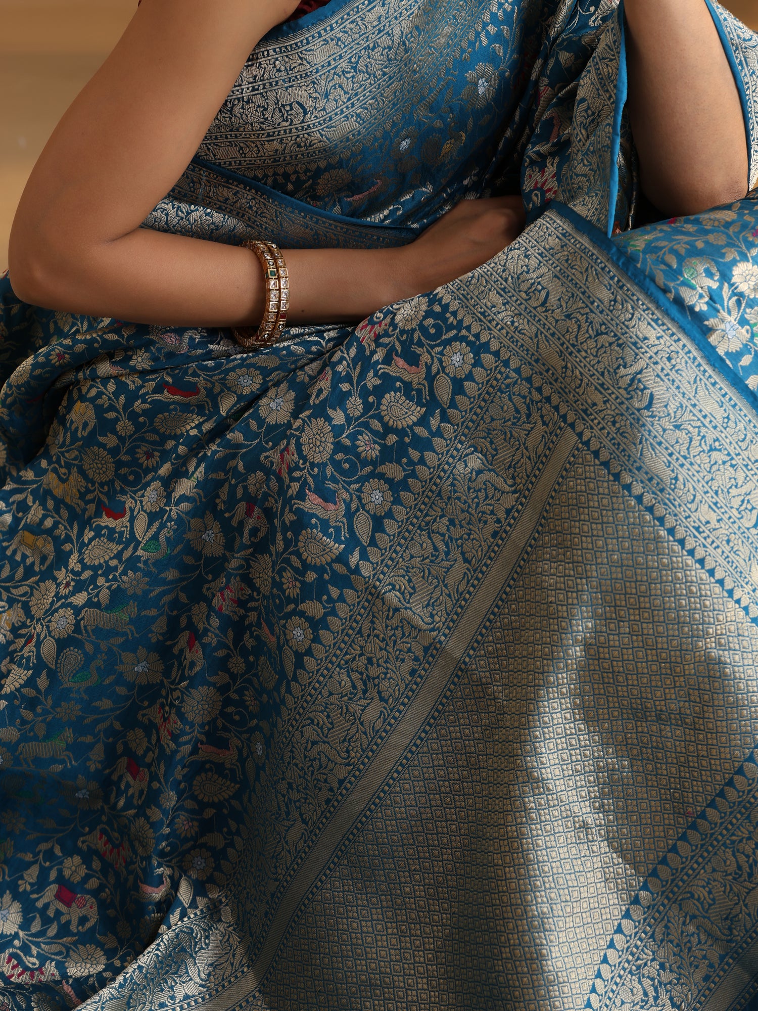 Handloom Banarasi Katan Shikargah Saree