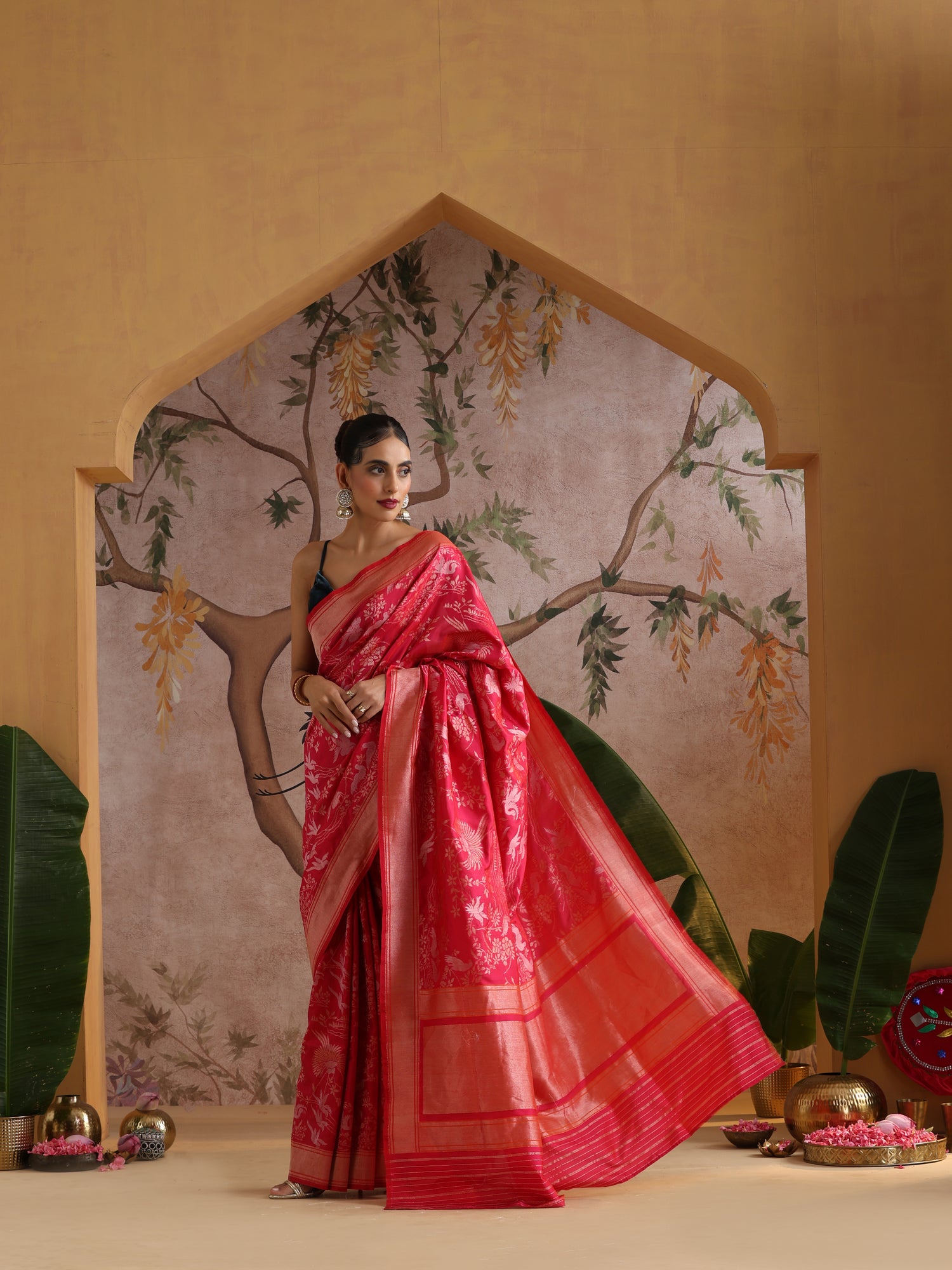 Handloom Pure Katan Silk Shikargah Banarasi Saree