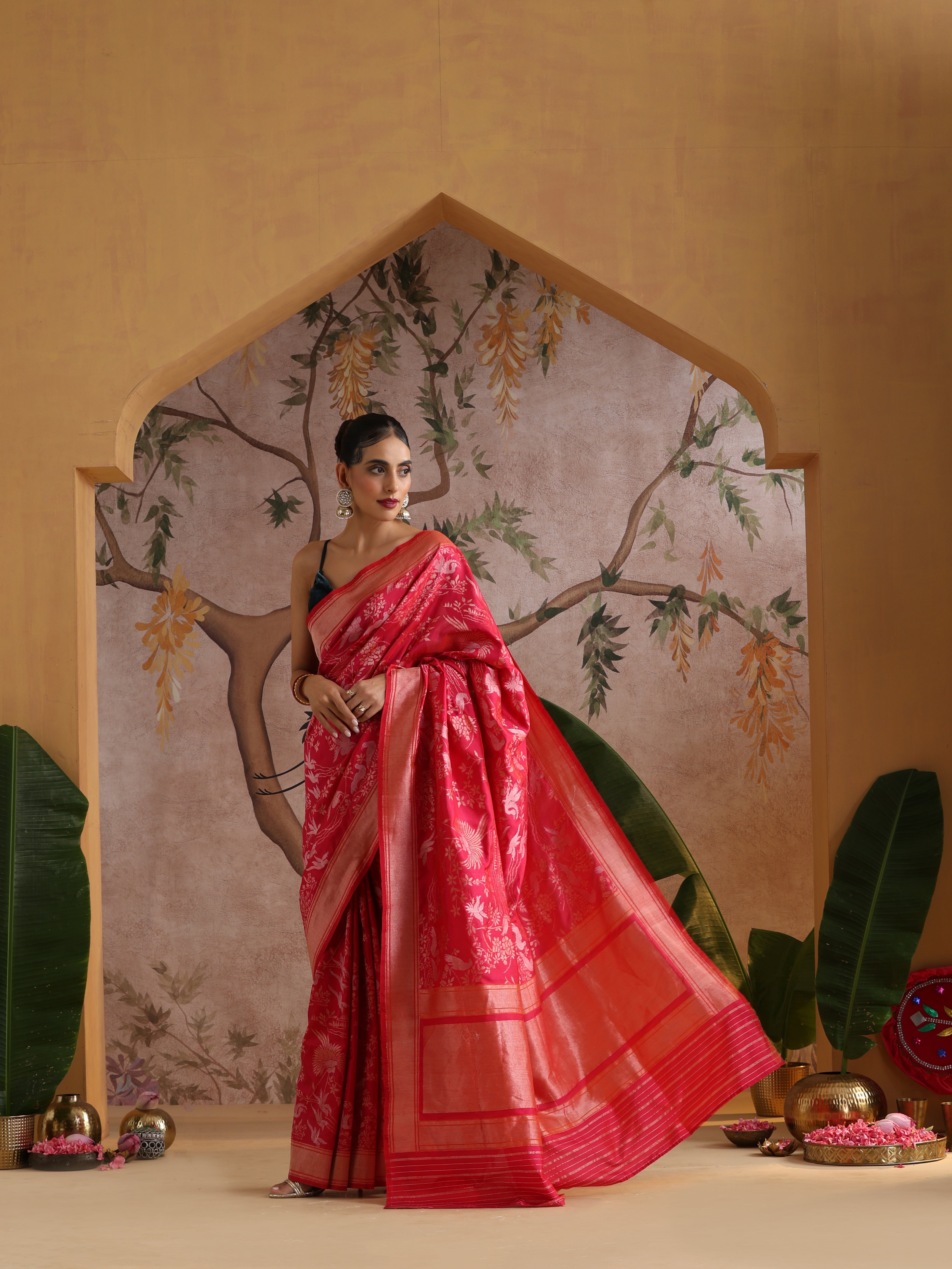 Handloom Pure Katan Silk Shikargah Banarasi Saree