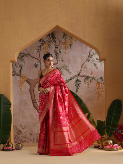 Handloom Pure Katan Silk Shikargah Banarasi Saree
