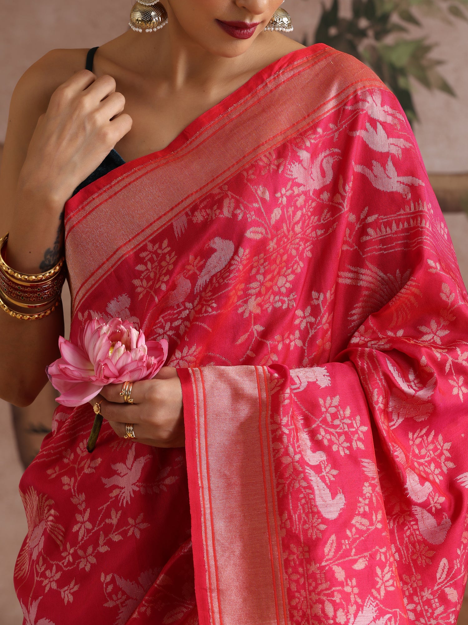 Handloom Pure Katan Silk Shikargah Banarasi Saree
