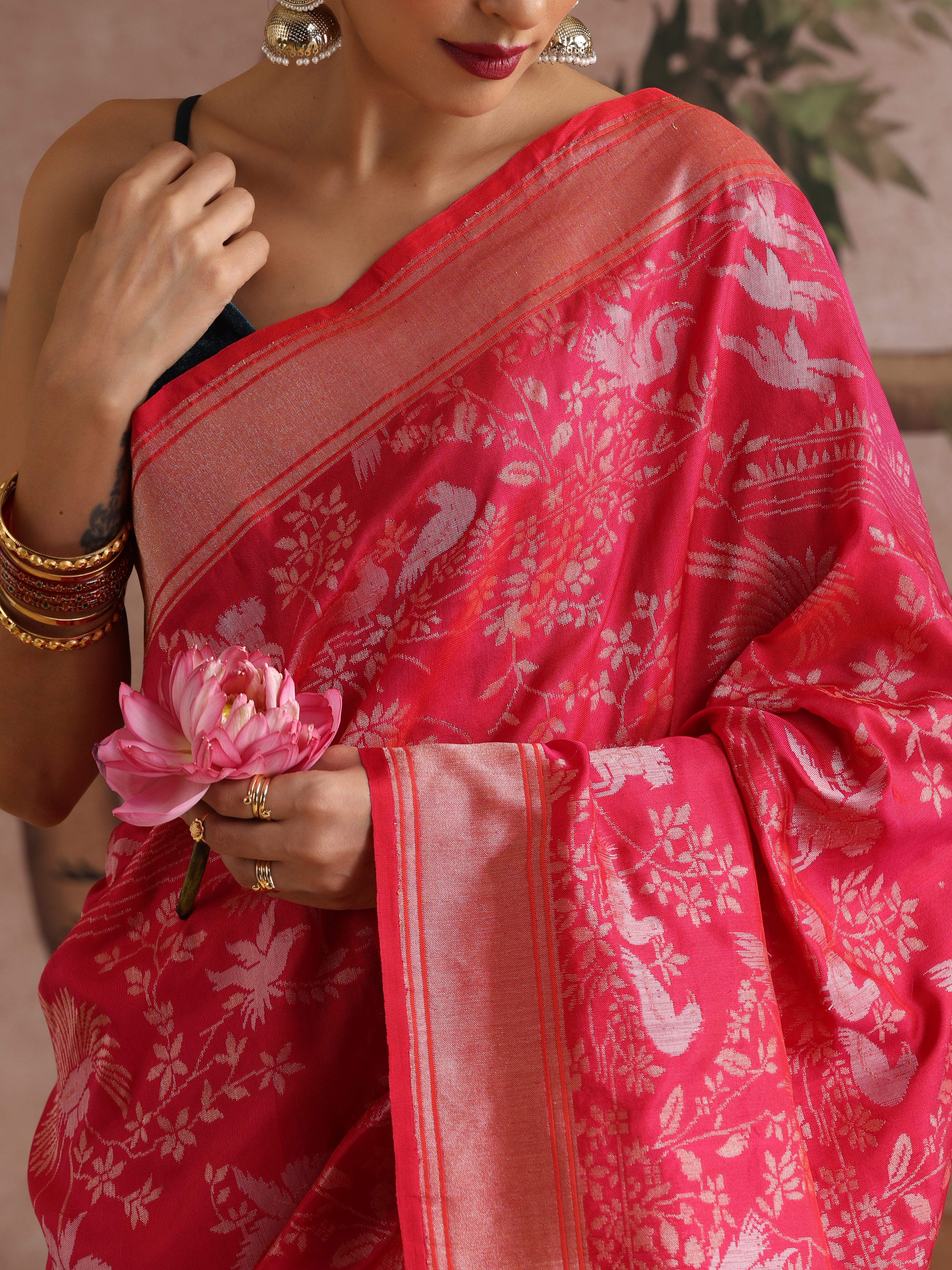 Handloom Pure Katan Silk Shikargah Banarasi Saree