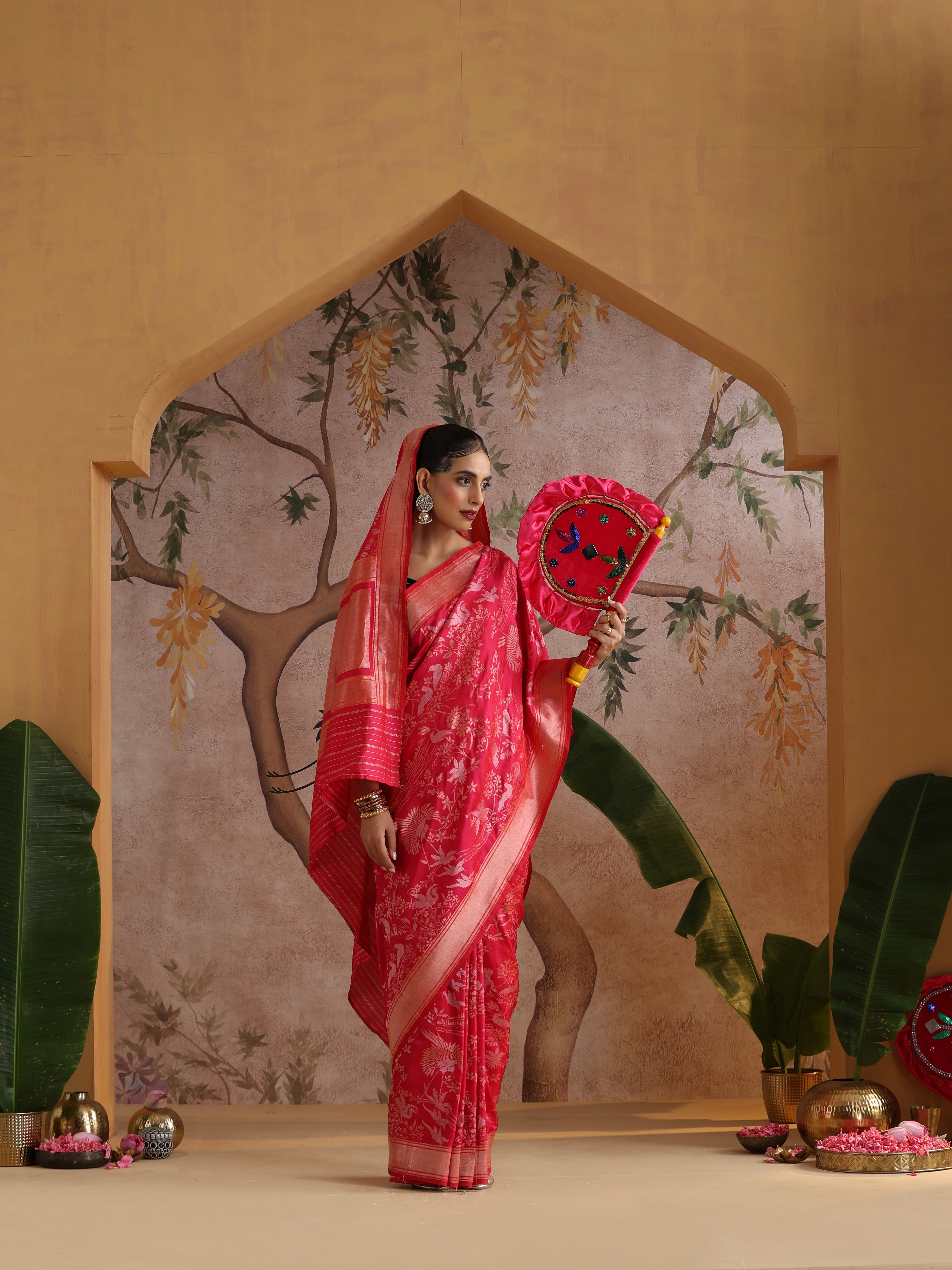 Handloom Pure Katan Silk Shikargah Banarasi Saree